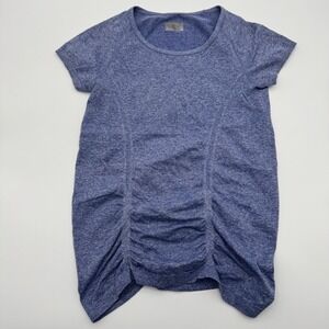 Athleta Essence Ruched Tee Blue Heather Space Dye Short Sleeve Yoga Top Medium